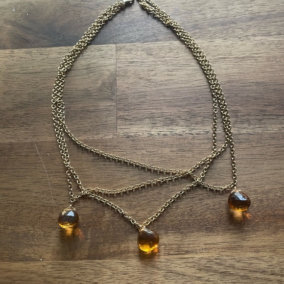 Jewelry - Elegant Gold Necklace with Citrine Briolettes